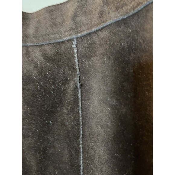 Vtg LEATHERCRAFT Skirt Suede Leather A-Line Snap Front Brown Gilmore Girls - Picture 5 of 7